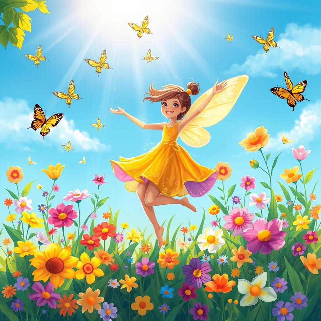 Whimsical Fairy Dance: A Colorful Illustration of Joy and Magic