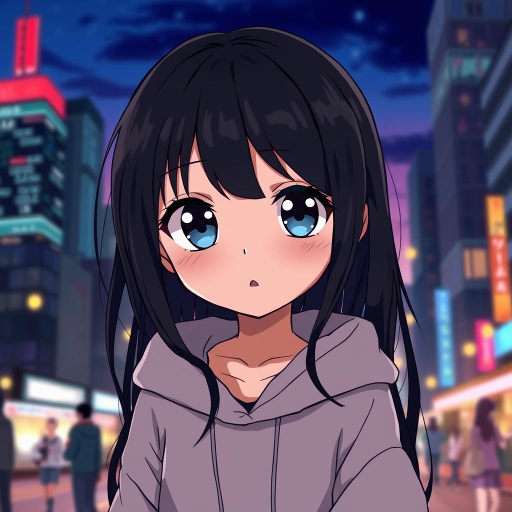 An anime-style illustration of a young girl who feels invisible, depicted with large expressive eyes and a melancholic expression