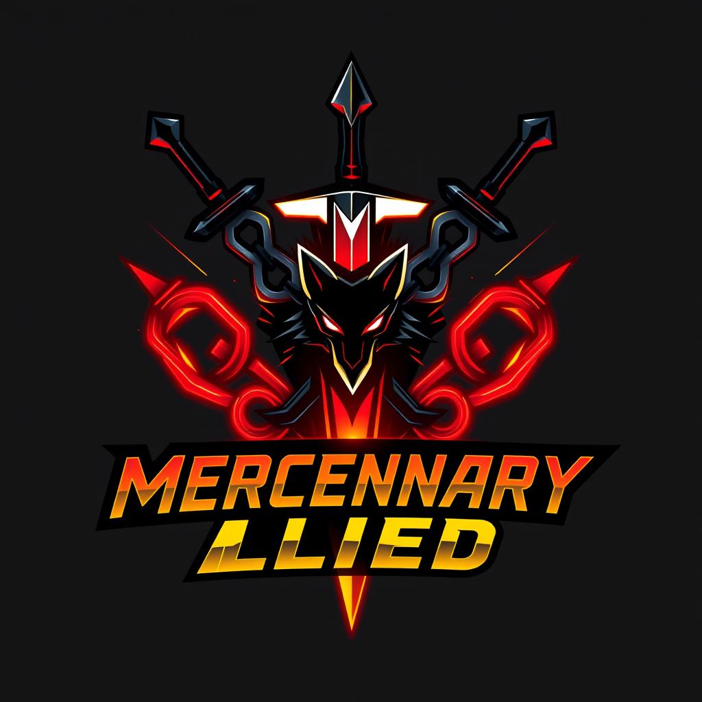 A striking cyberpunk-style esports team logo for 'Mercenary Allied'