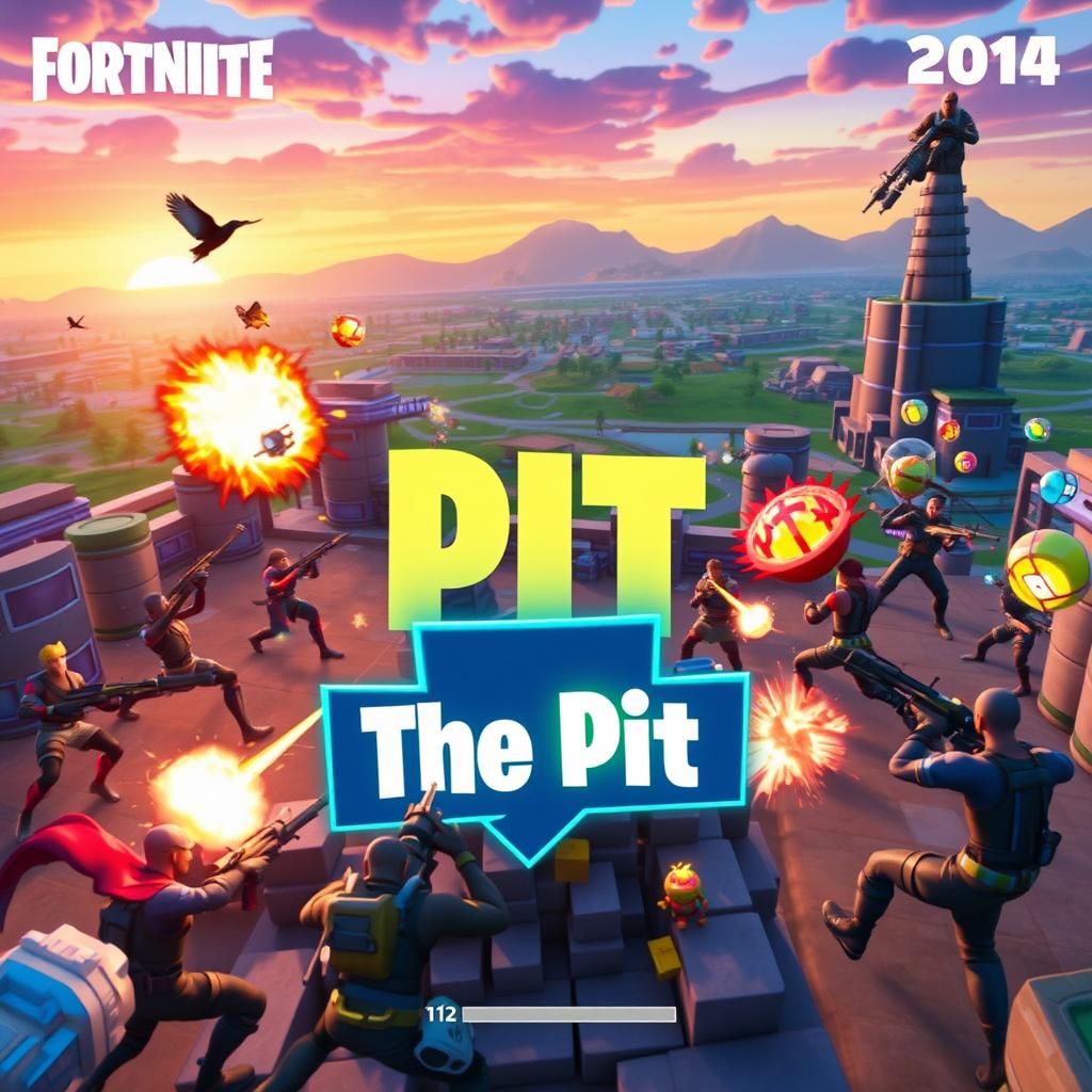 An action-packed Fortnite thumbnail showcasing a thrilling "The Pit" free-for-all battle scene