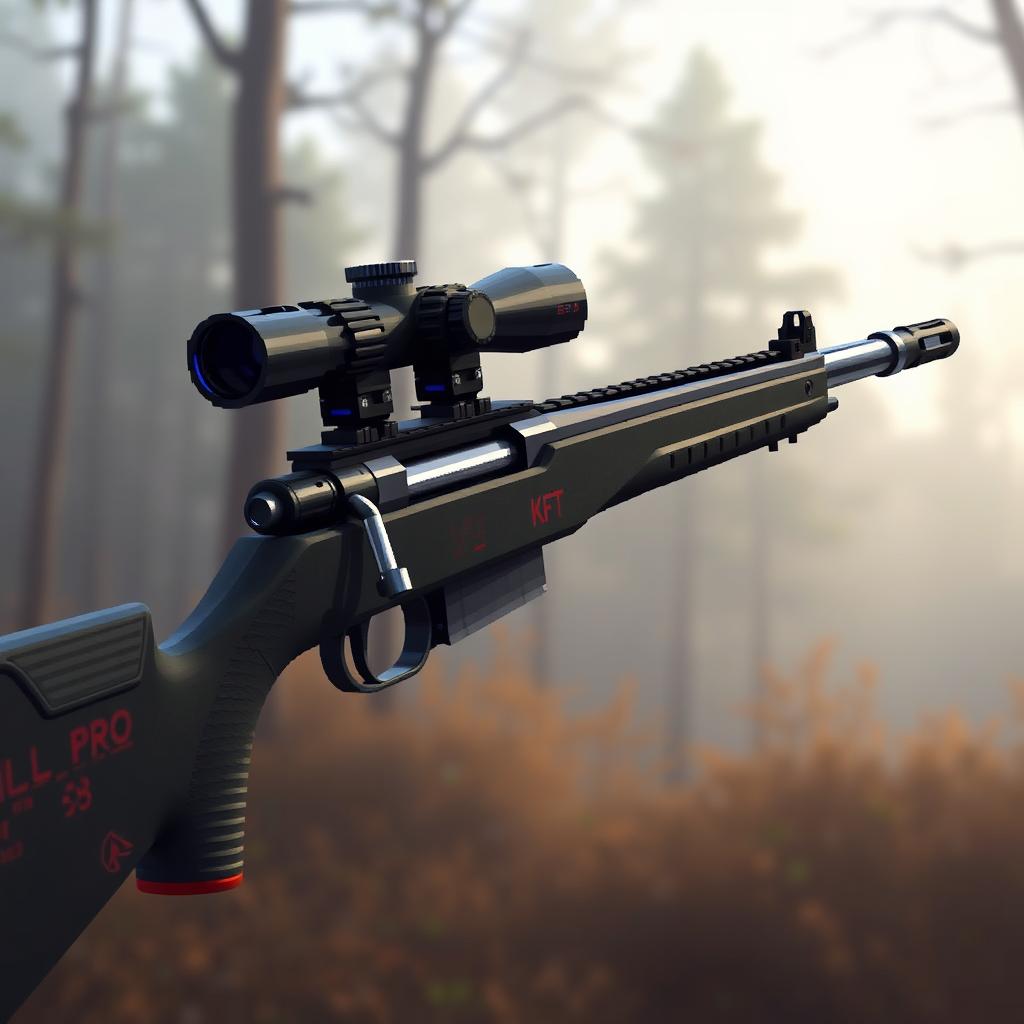 A realistic pixel art depiction of a Vinatrez sniper rifle, meticulously detailed within a 48x48 pixel grid