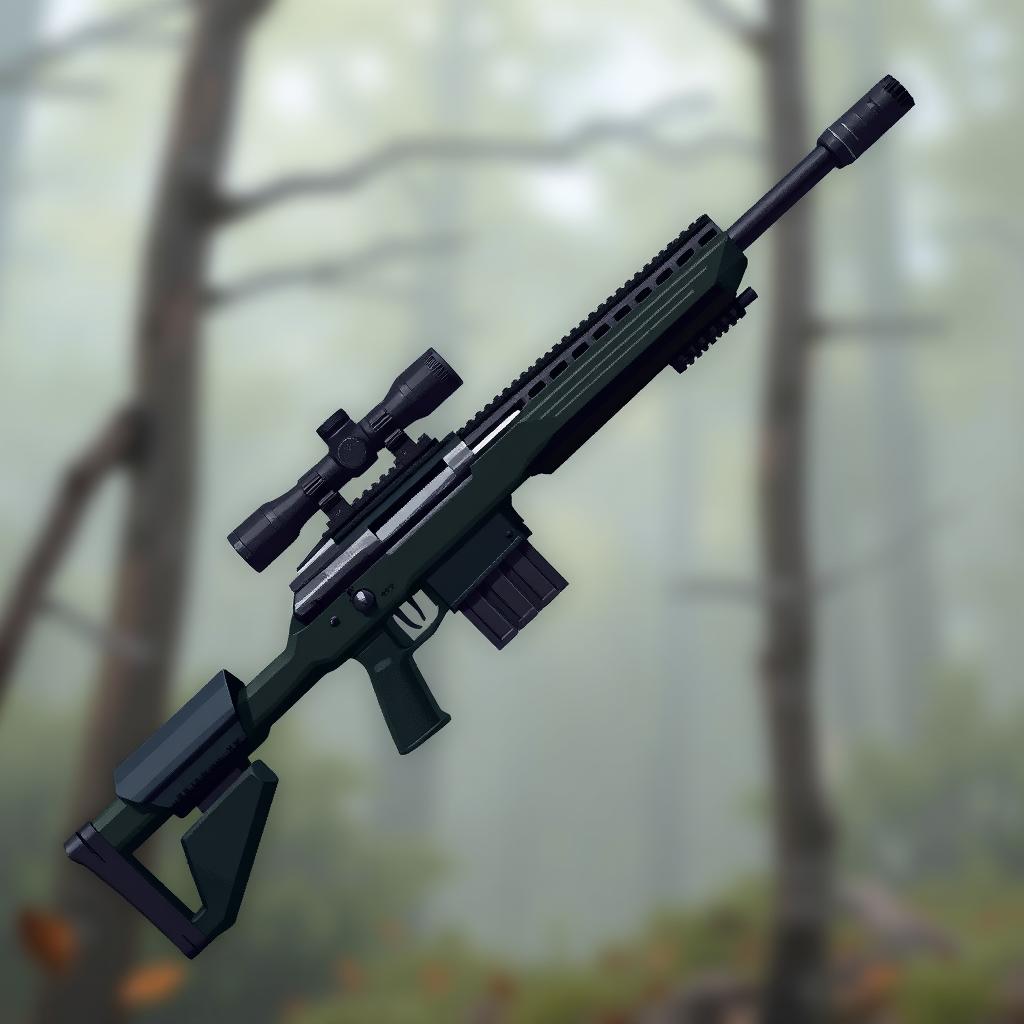 A realistic pixel art depiction of a Vinatrez sniper rifle, positioned at a 45-degree angle within a 48x48 pixel grid