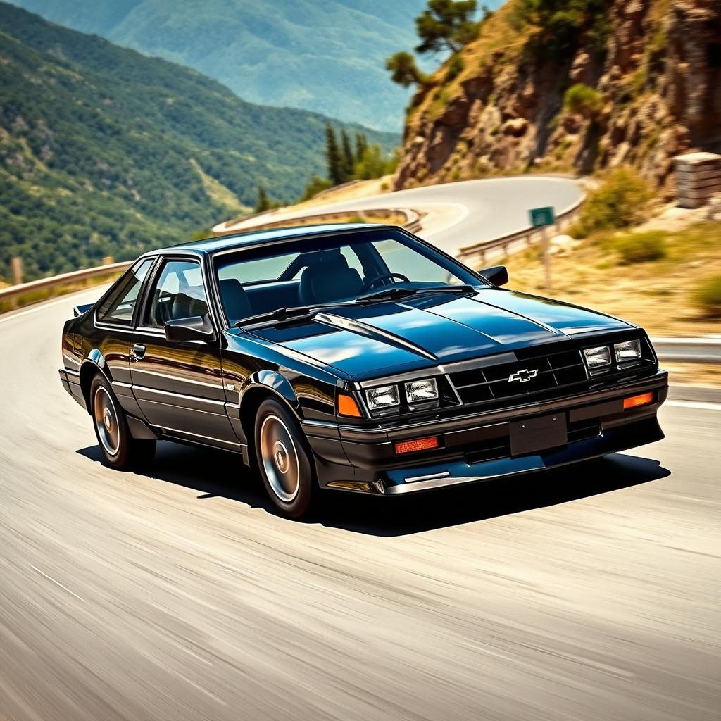 A breathtaking Chevrolet Cavalier Z24, showcasing its iconic sporty design with a glossy black paint finish