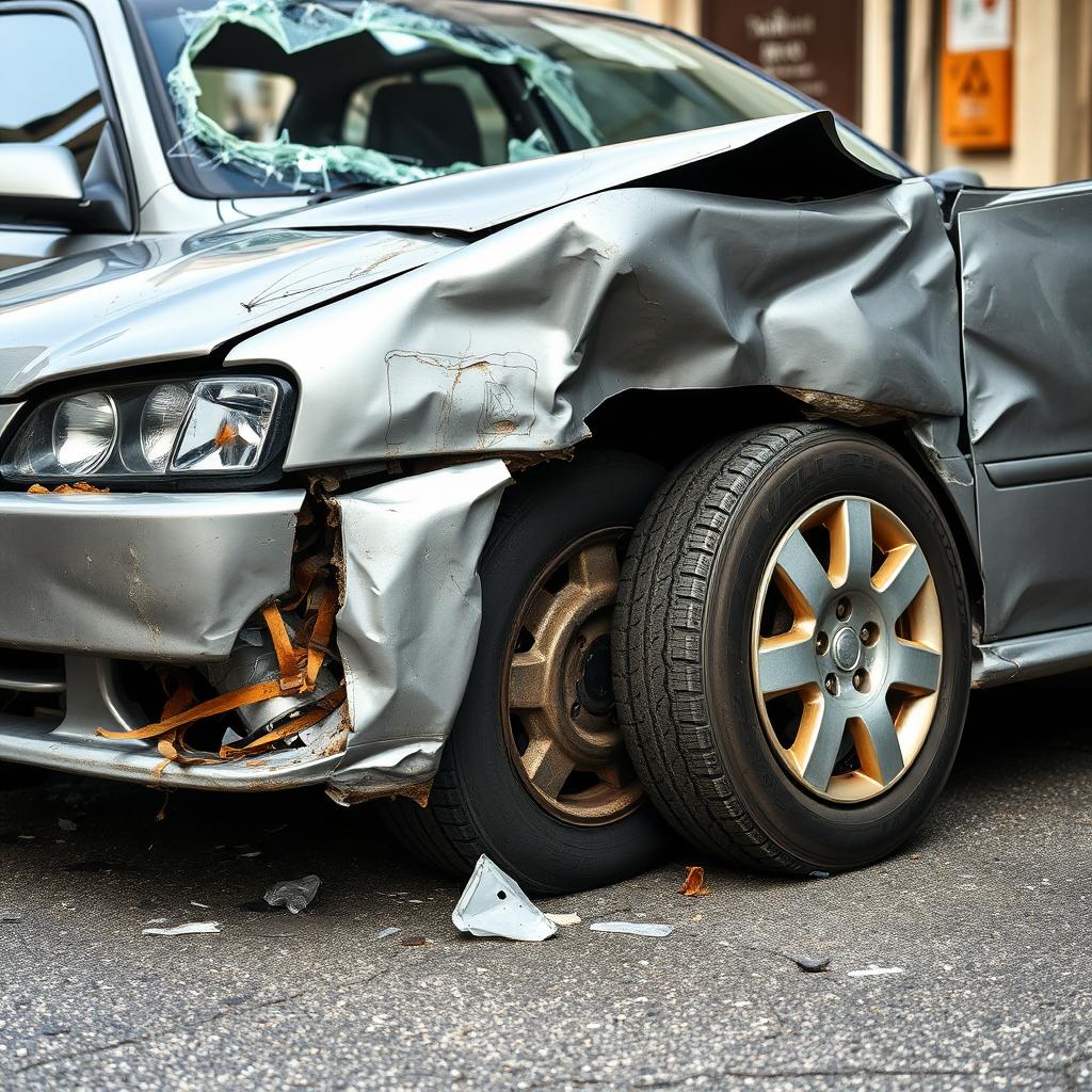 A detailed image of a car that looks exactly like the original but is visibly damaged from an accident