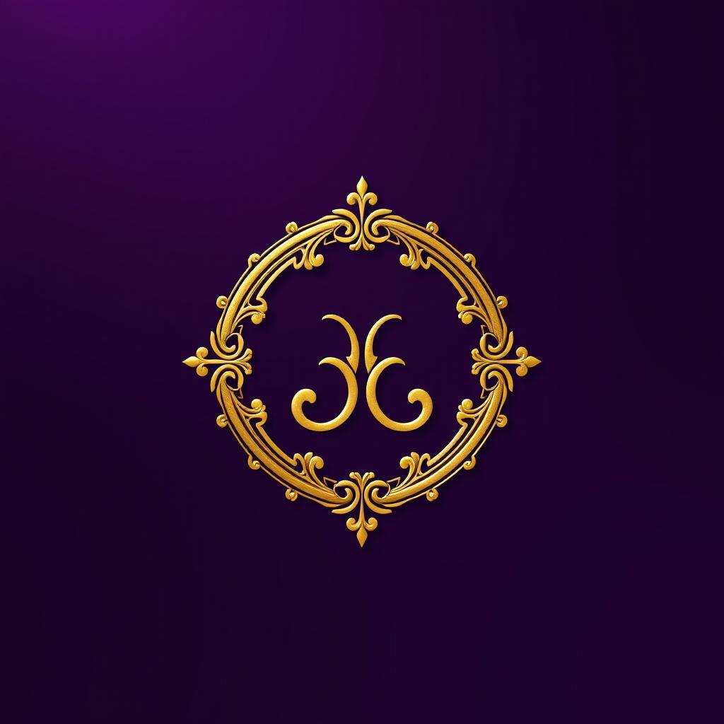 A magnificent, elegant symbol resembling an insignia inside a circle, rendered in a rich golden color