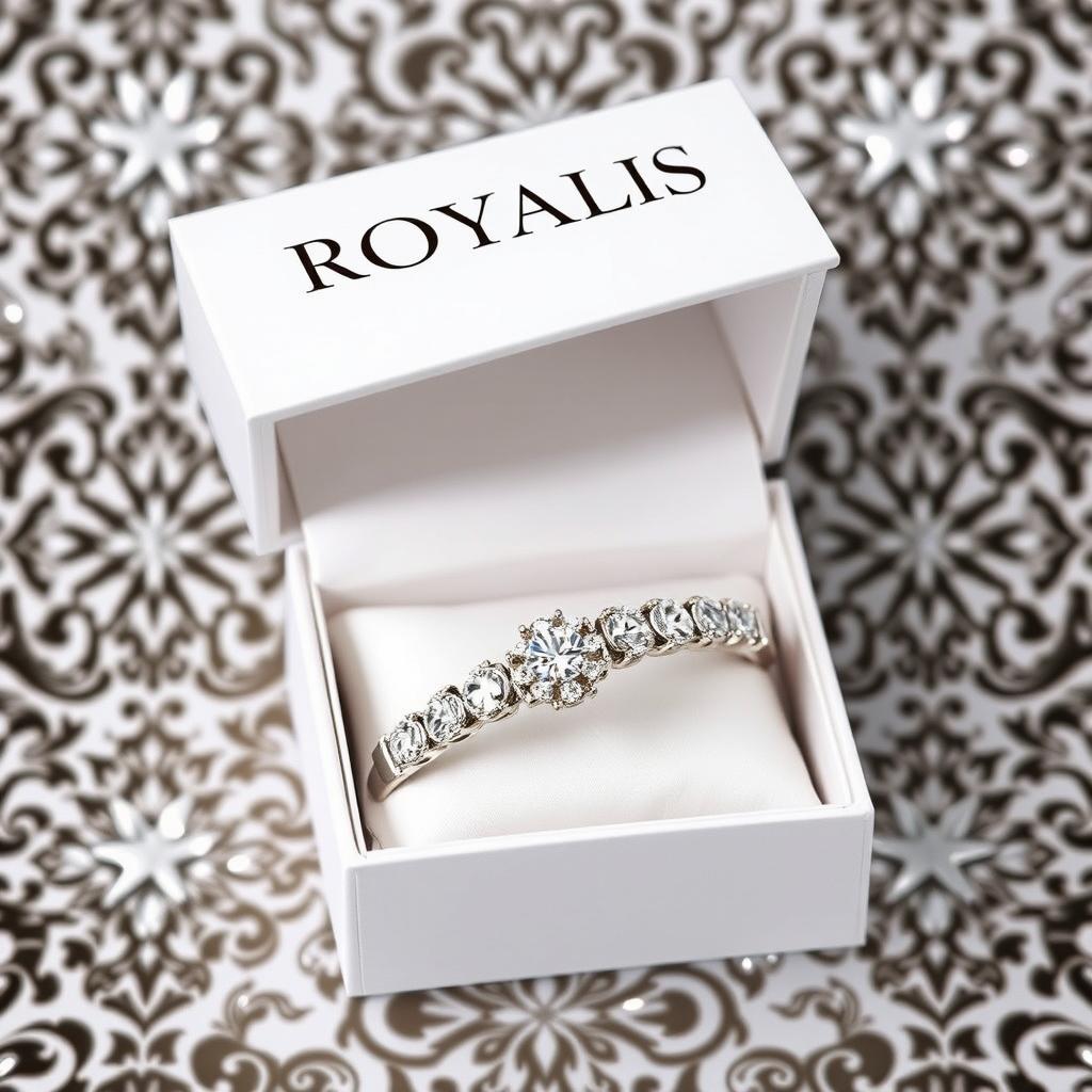 An elegant open white box, showcasing a beautiful diamond bracelet nestled inside