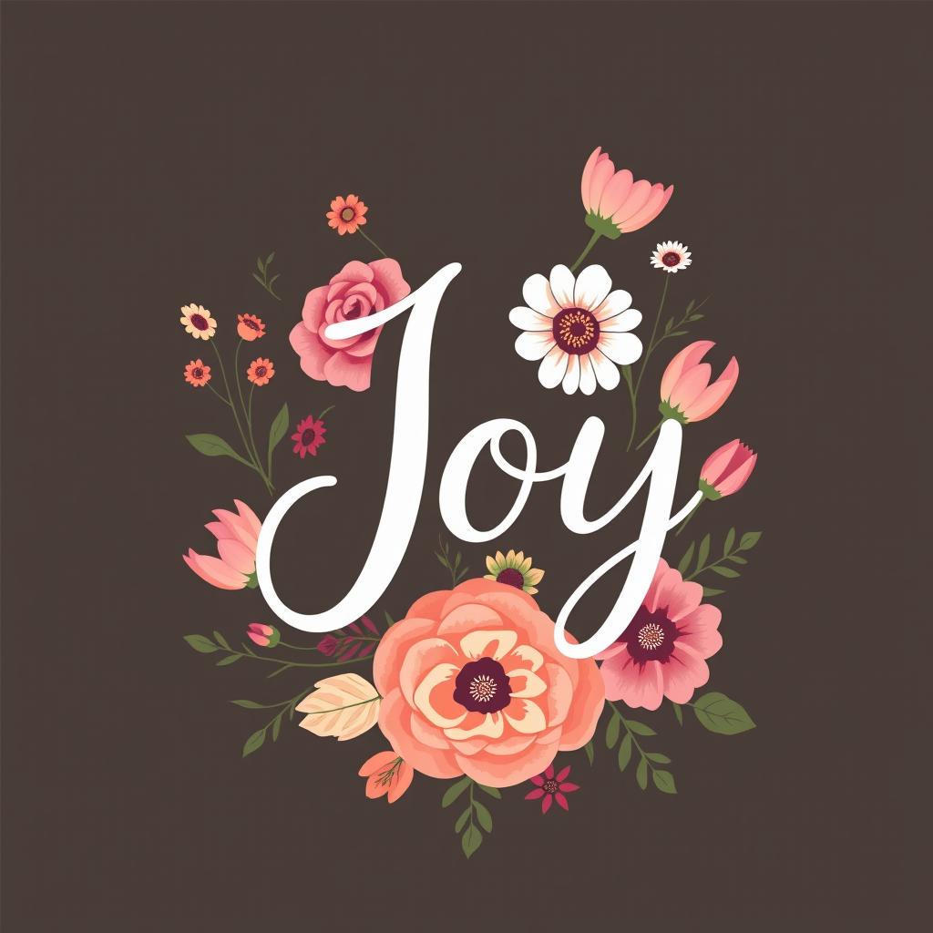 A beautifully designed logo for a handmade flowers shop called 'Joy'