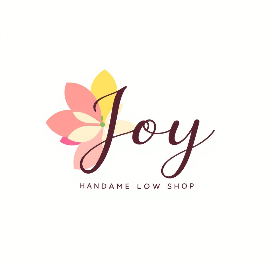 A logo design for a handmade flower shop named 'Joy'