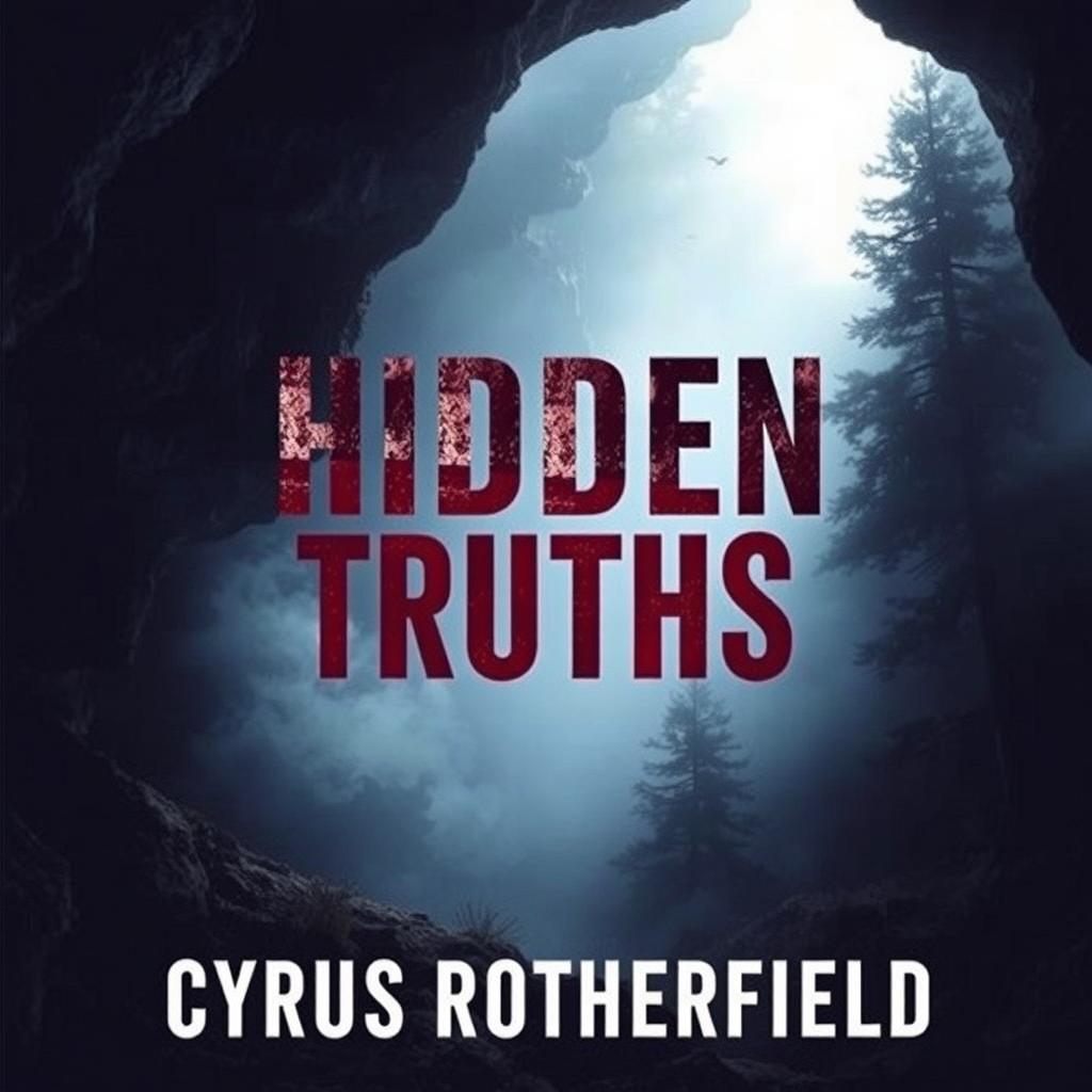A book cover featuring a realistic, slightly shadowy landscape with a misty forest or a mysterious cave entrance, enticing viewers to explore hidden depths
