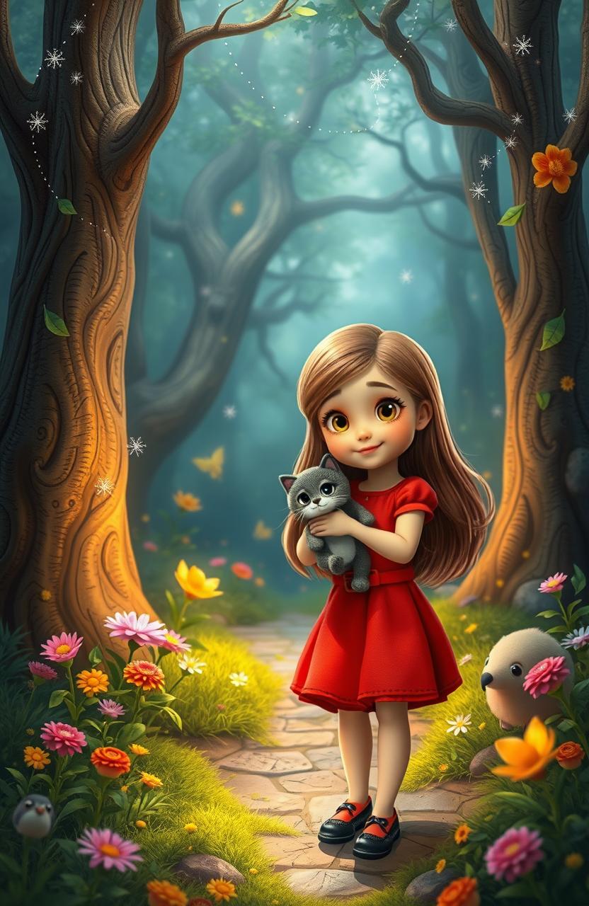 A magical forest setting called 'El Bosque De Los Sueños', where a 5-year-old girl named Laida Mar is exploring