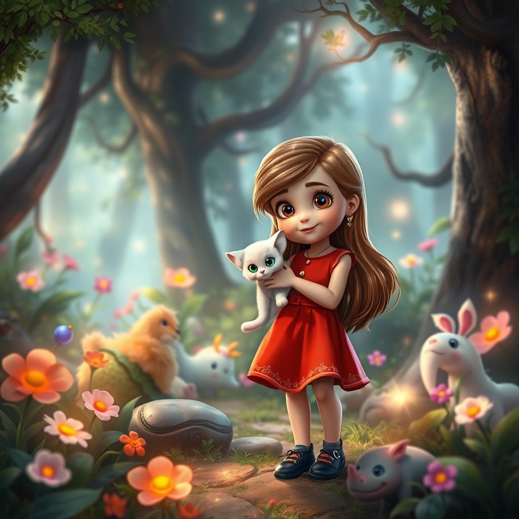 A magical forest setting called 'El Bosque De Los Sueños', where a 5-year-old girl named Laida Mar is exploring