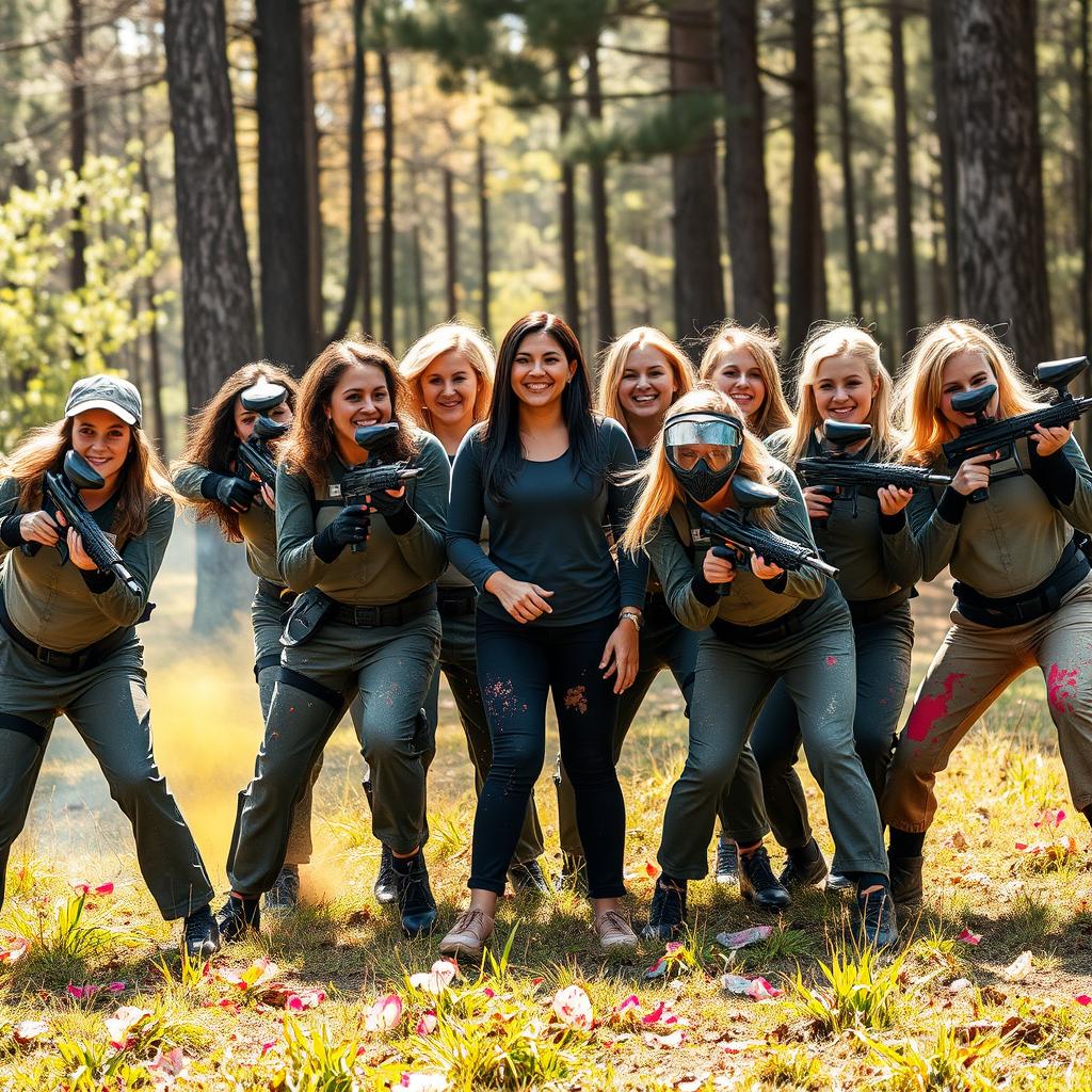 A dynamic scene capturing a team of paintball players in action