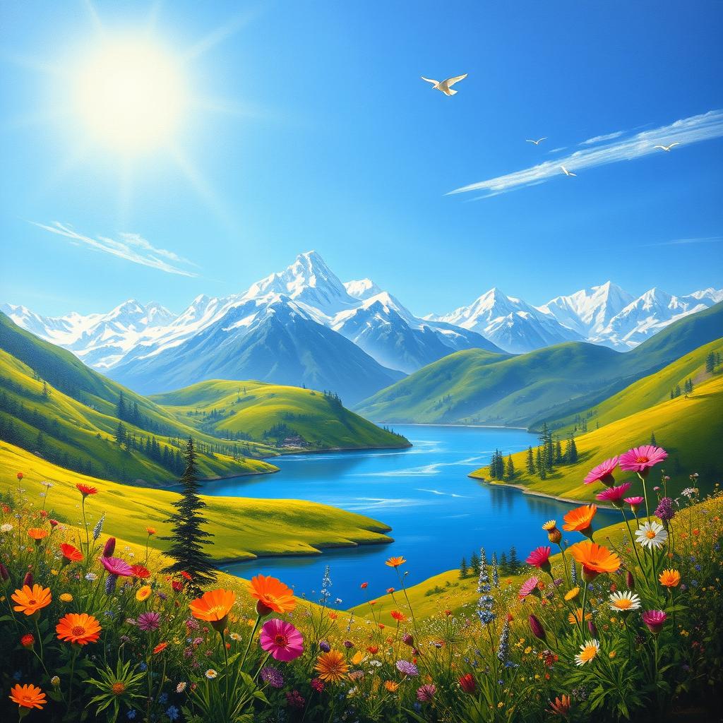 An exquisite oil painting showcasing a breathtaking natural landscape