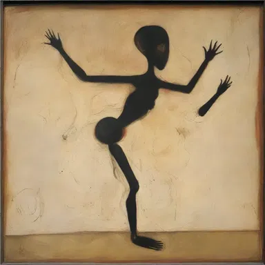The anserine painting depicted a clumsy figure with disproportionate limbs.
