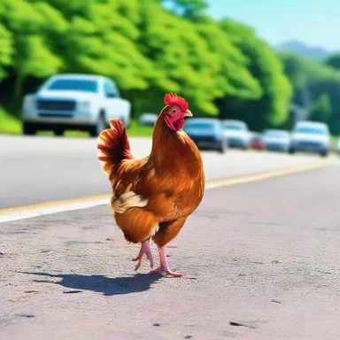 Why did the anserine chicken cross the road? To get to the other side, of course, without considering the traffic.