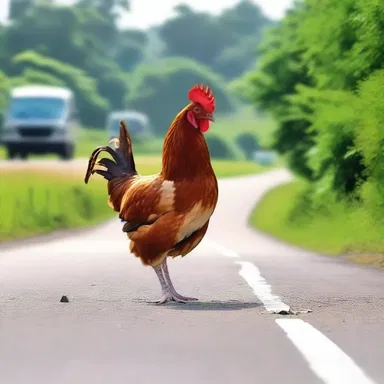 Why did the anserine chicken cross the road? To get to the other side, of course, without considering the traffic.