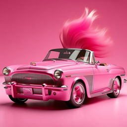 A vibrant, technicolor pink Barbie car with stunning detail and beautiful design.