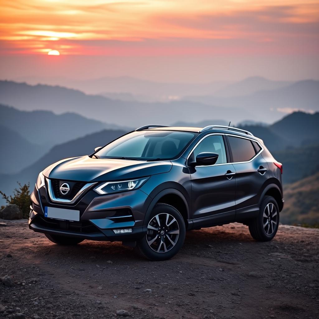 A Qashqai J12 in a stunning natural landscape, showcasing its sleek and modern design