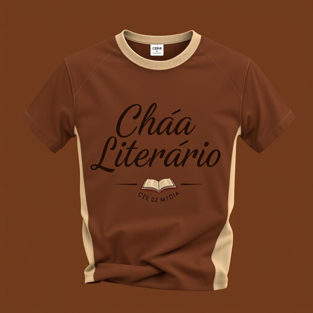 A stylish and comfortable t-shirt featuring the phrase 'Chá Literário - CEE 02 de Ceilândia', designed in an elegant font
