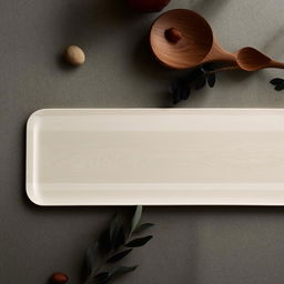 A minimalistic serving tray crafted from light wood, featuring a smooth surface and subtly curved edges.