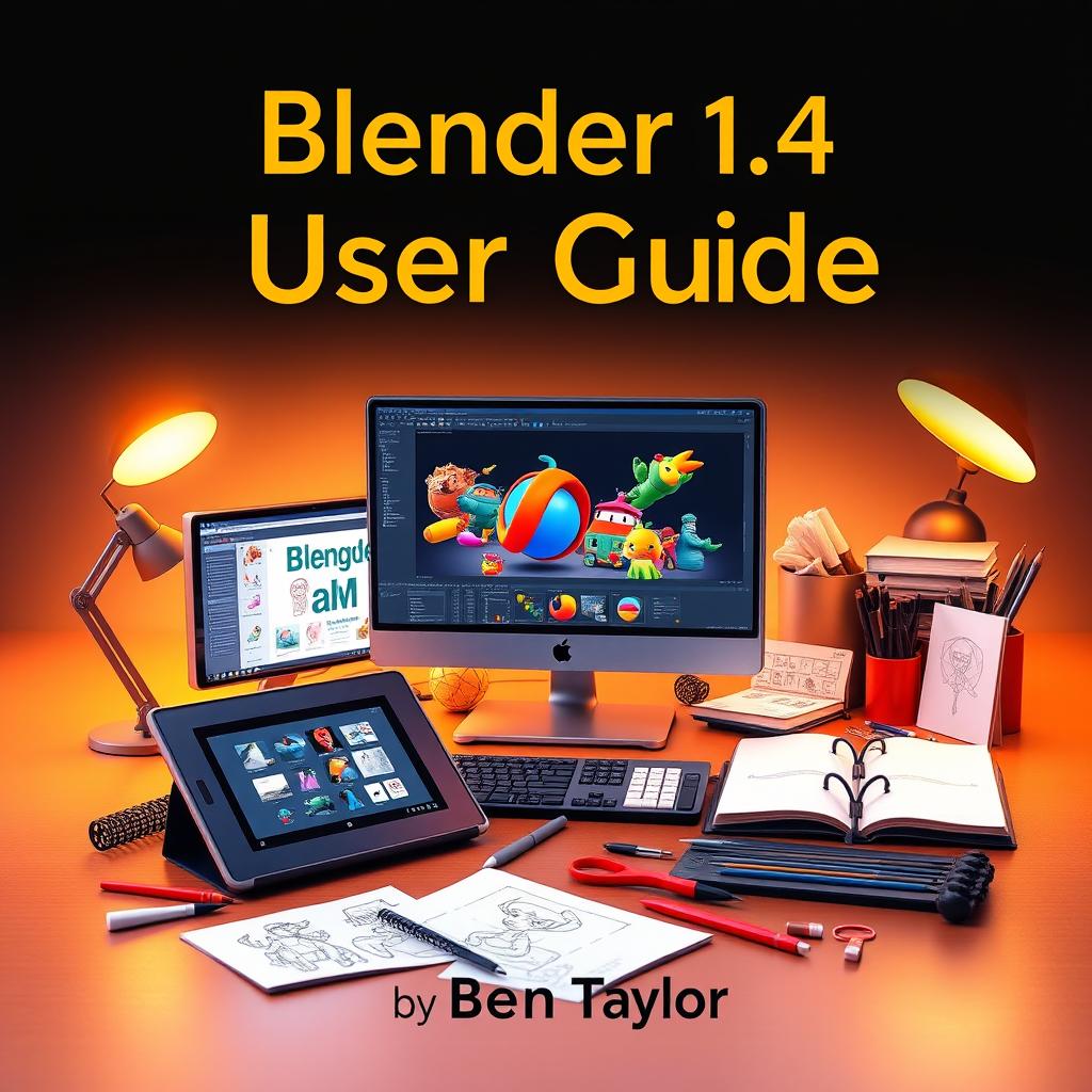 An engaging and professional book cover design for 'Blender 4