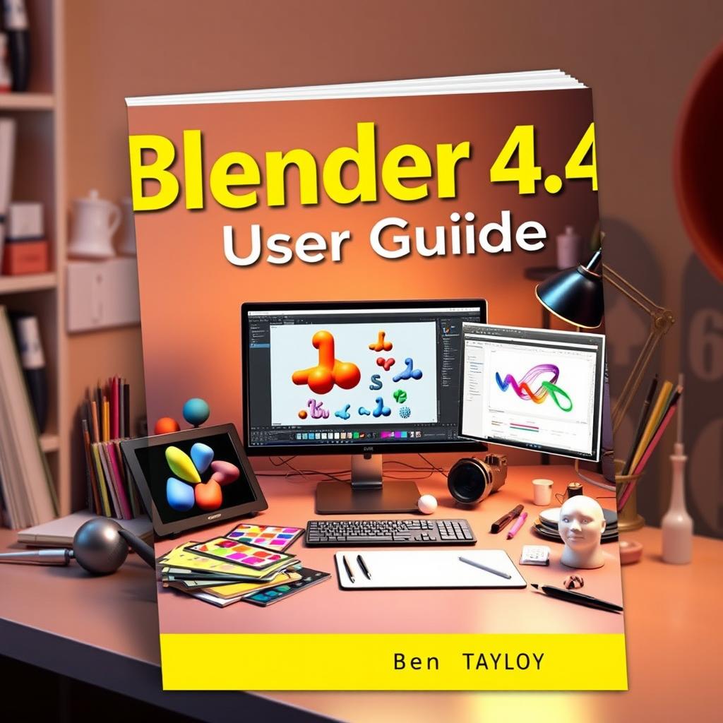 An eye-catching and professional book cover for 'Blender 4