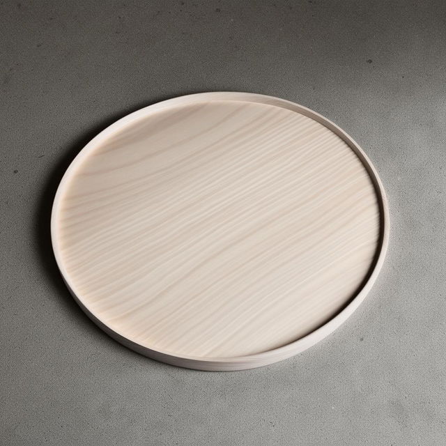 A minimalistic serving tray crafted from light wood, featuring a smooth surface and subtly curved edges.