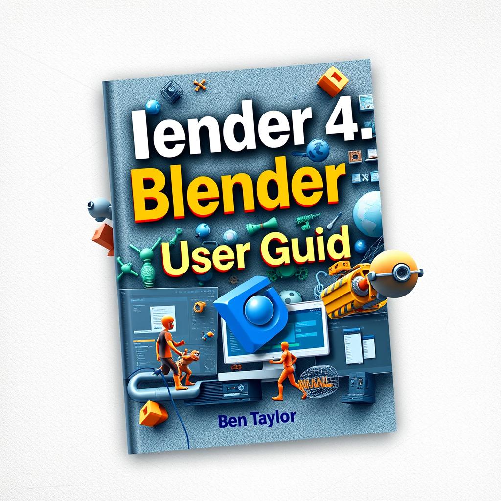 A detailed and engaging cover design for a user guide titled 'Blender 4