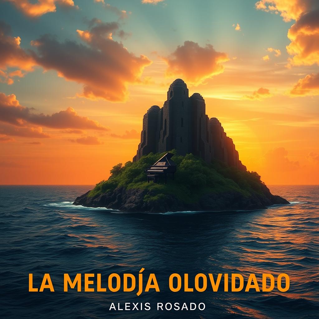 A book cover for 'LA MELODÍA OLVIDADA' by Alexis Rosado