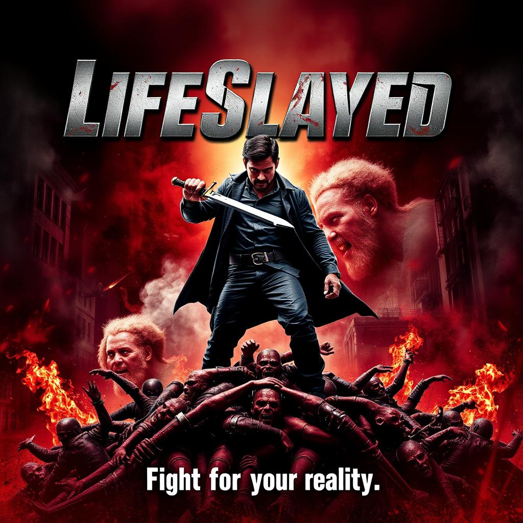 A dynamic and visually striking movie poster for a film titled 'LifeSlayed'