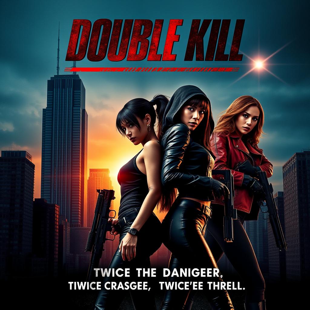 A striking movie poster for a film titled 'Double Kill'
