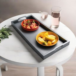 A new-style serving tray made of metal, characterized by its simplicity yet boasting the best color combination, equipped with two functional holders.