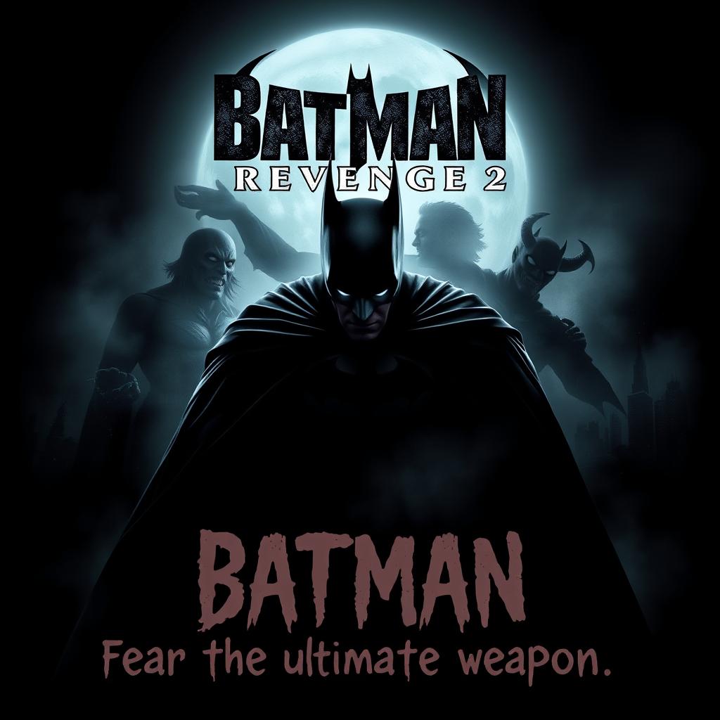 A chilling and atmospheric movie poster for 'Batman Revenge 2', presented as a DC horror film