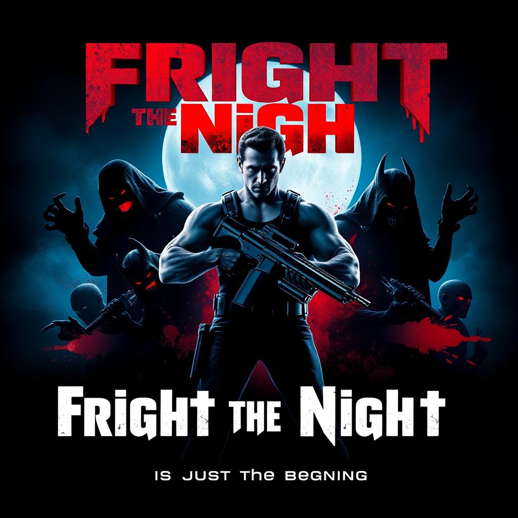 An intense and thrilling movie poster for 'Fright the Night'
