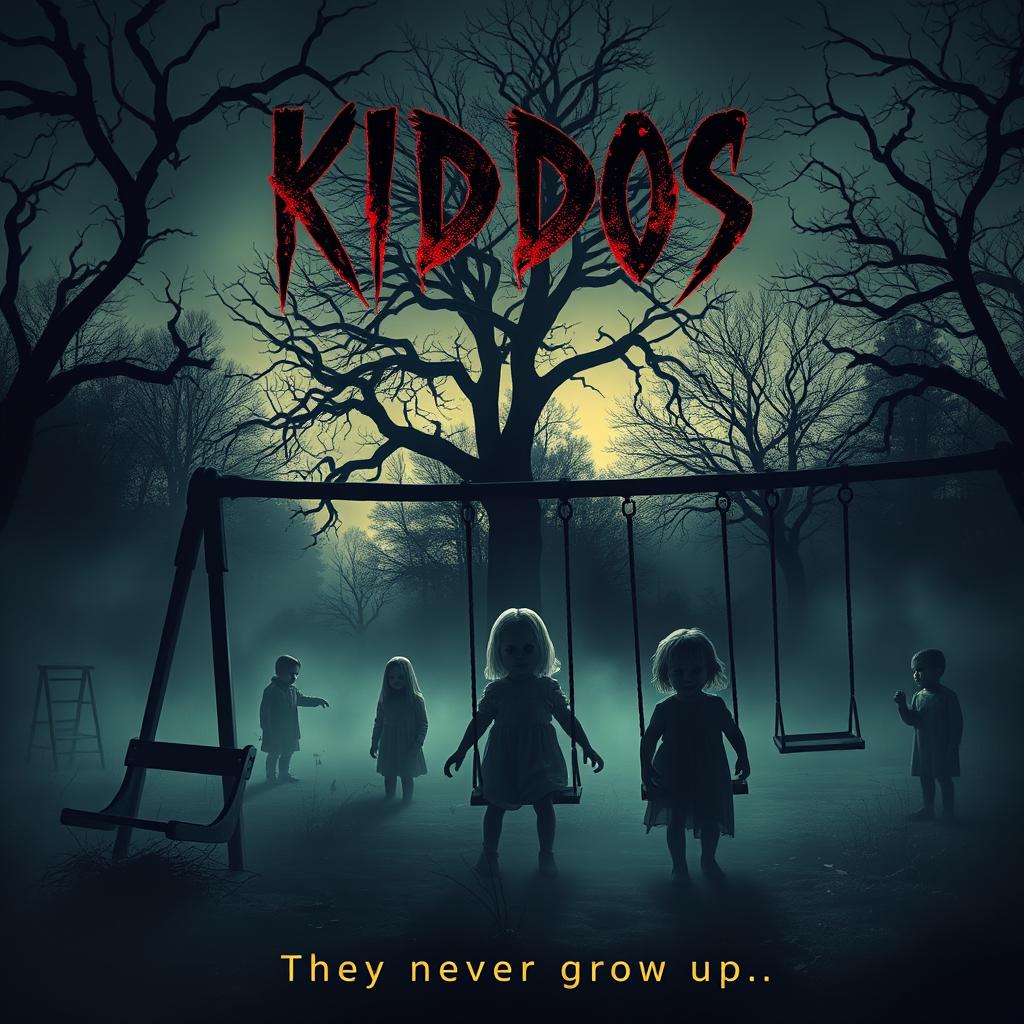 A chilling and eerie horror movie poster for a film titled "KIDDDOS"