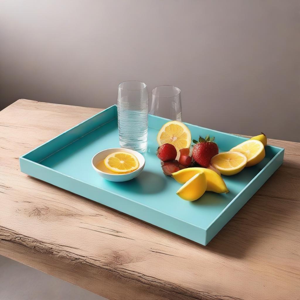 A new-style serving tray made of metal, characterized by its simplicity yet boasting the best color combination, equipped with two functional holders.