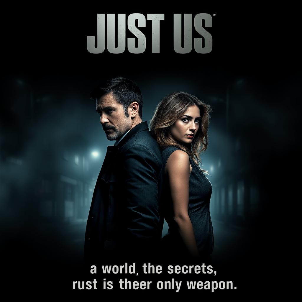 A gripping and intense movie poster for the thriller film "JUST US"