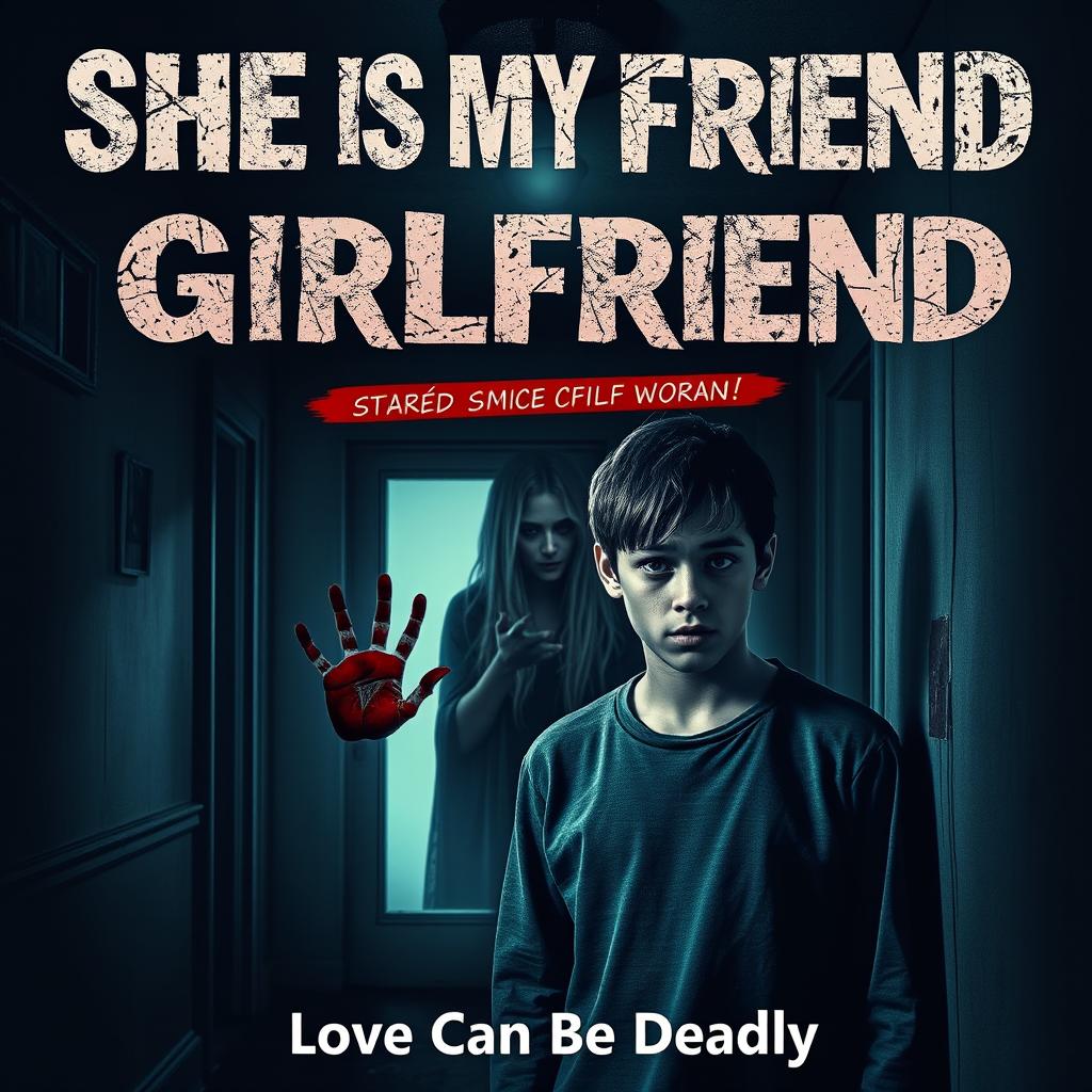 A chilling horror movie poster for a film titled 'SHE IS MY GIRLFRIEND'