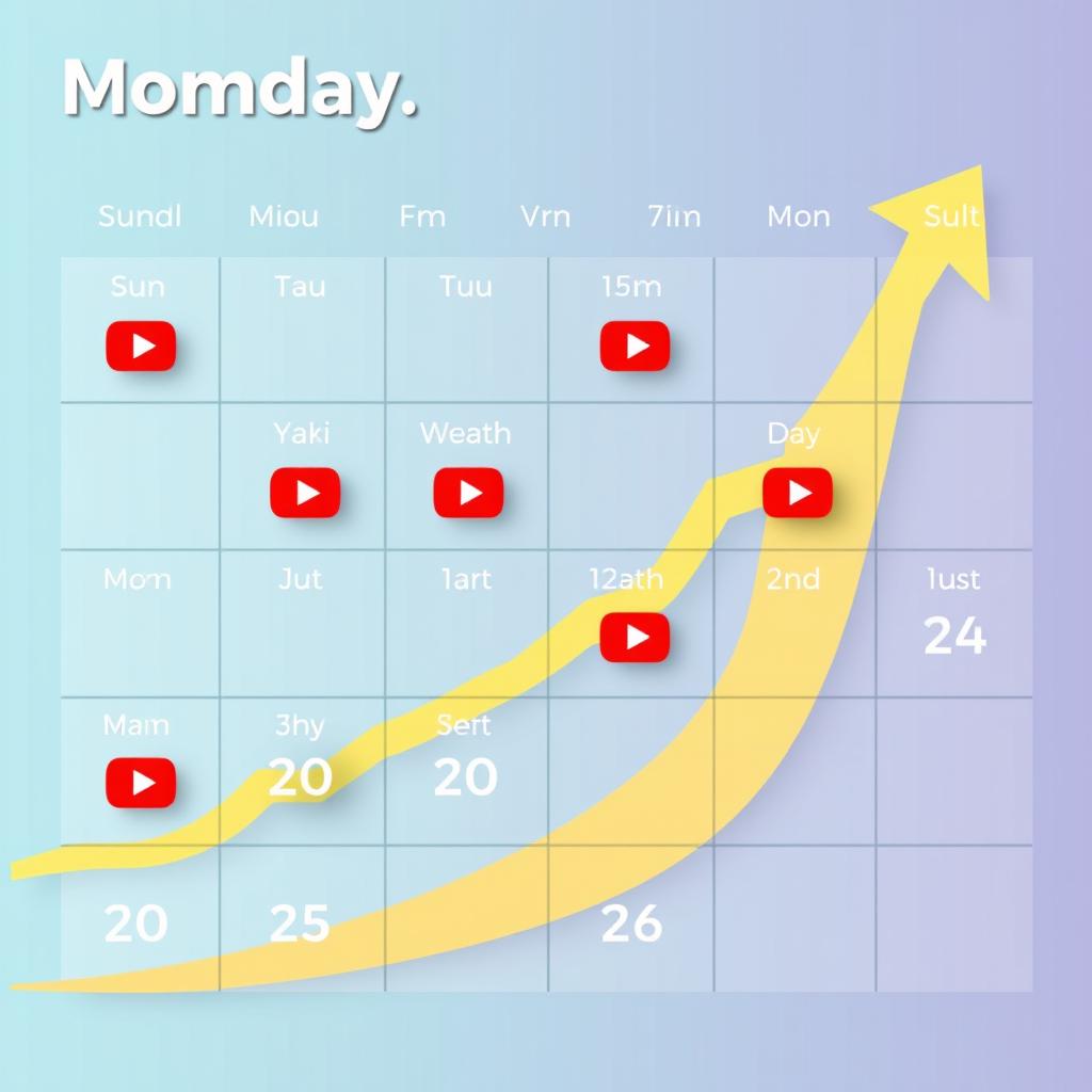 A monthly calendar layout featuring clearly marked Sundays with YouTube icons on each Sunday