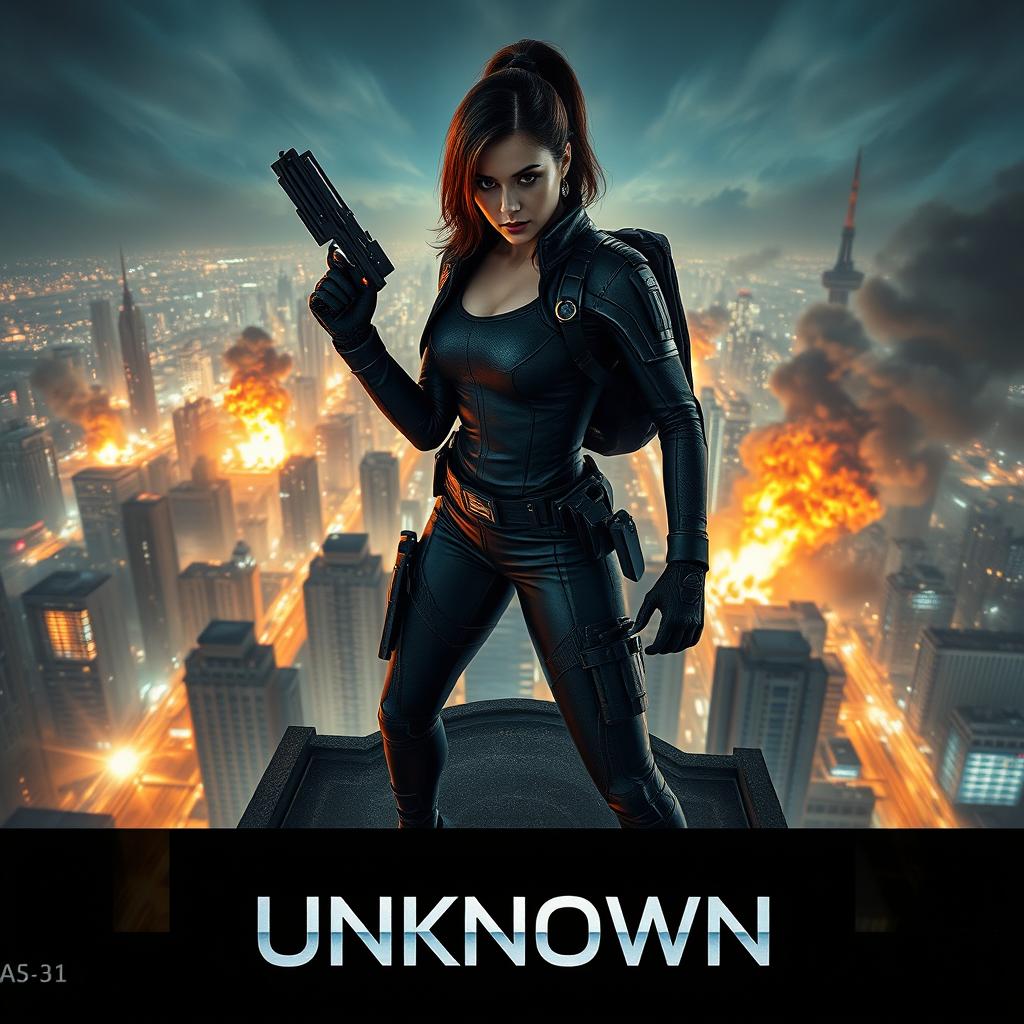 An exhilarating scene from an action movie titled 'UNKNOWN'