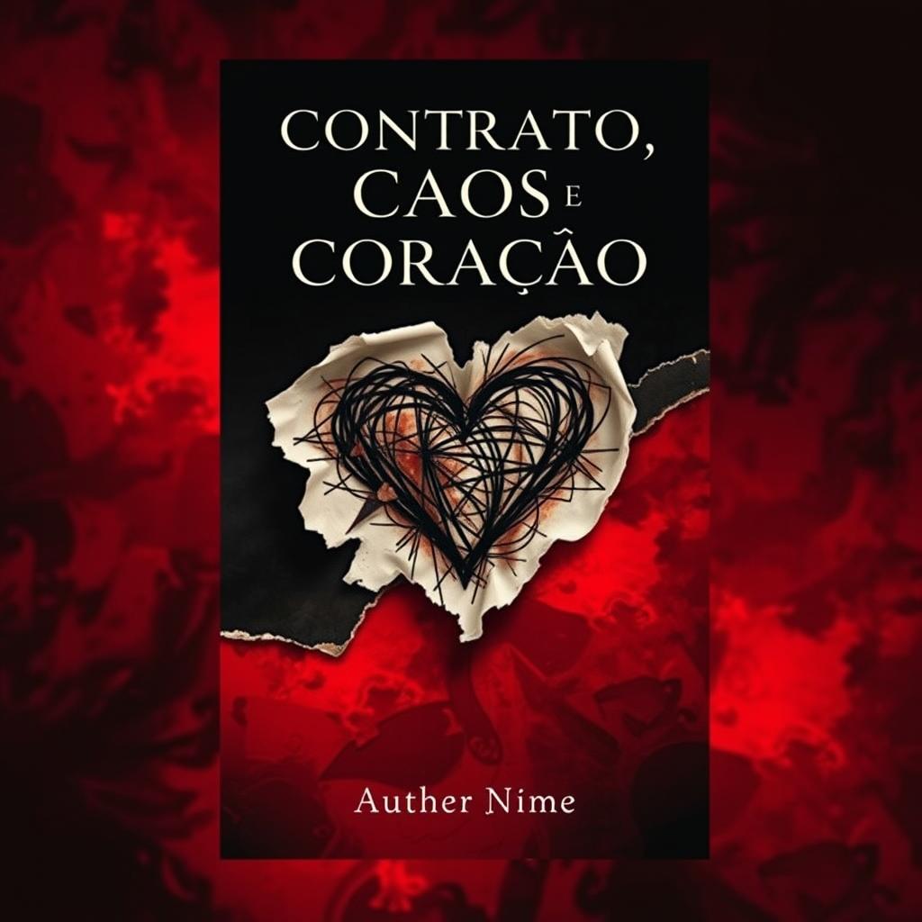 A captivating book cover for the novel titled "Contrato, Caos e Coração"
