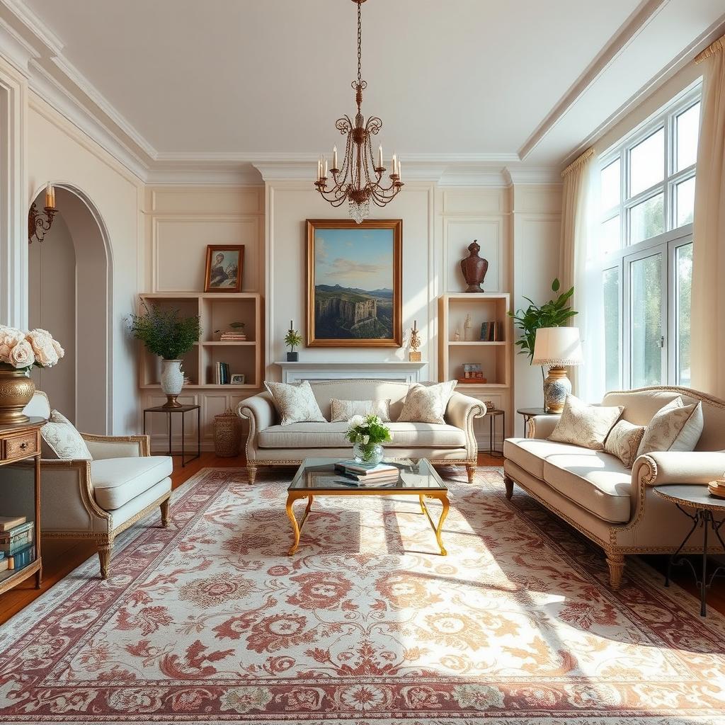 A beautifully decorated room with elegant furniture and decor