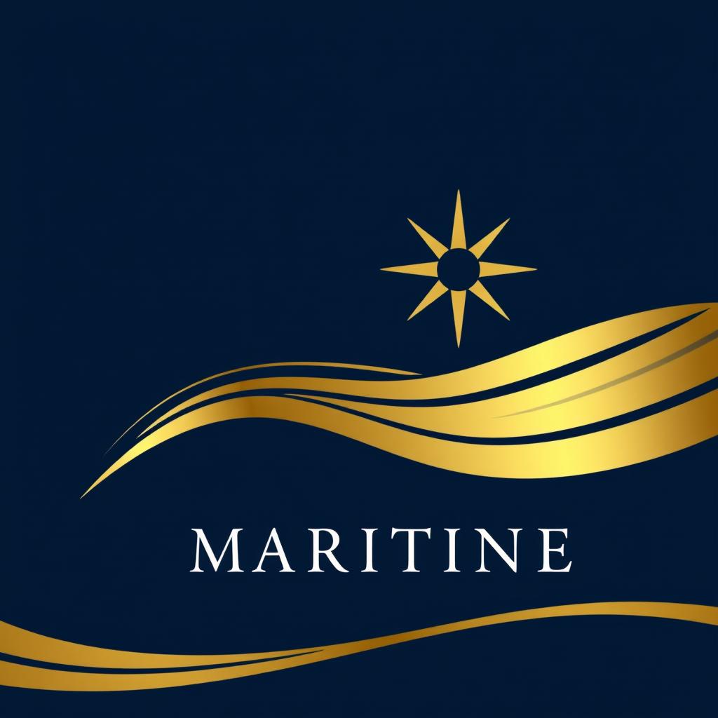 A design featuring a solid navy blue background with refined gold accents, creating an elegant and striking visual appeal