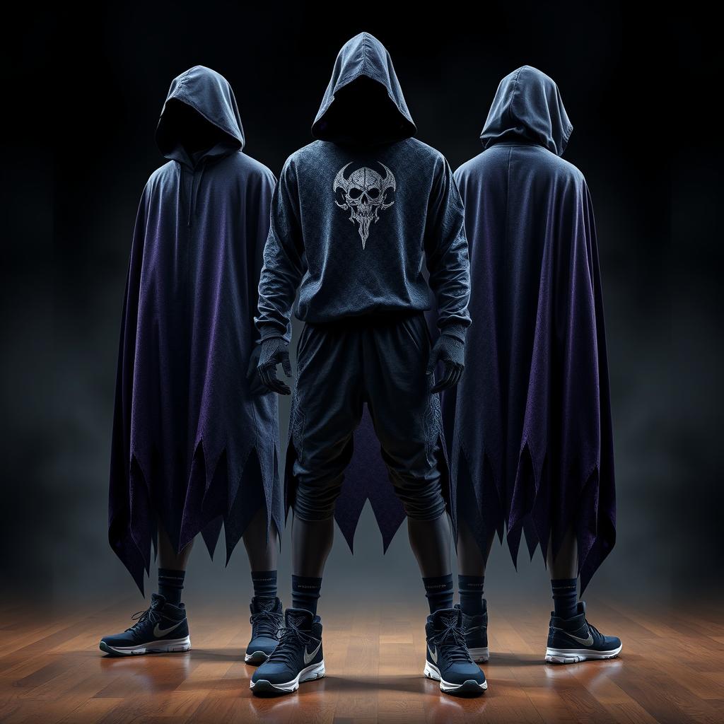 A basketball warmup uniform designed with unique soul reaper characteristics