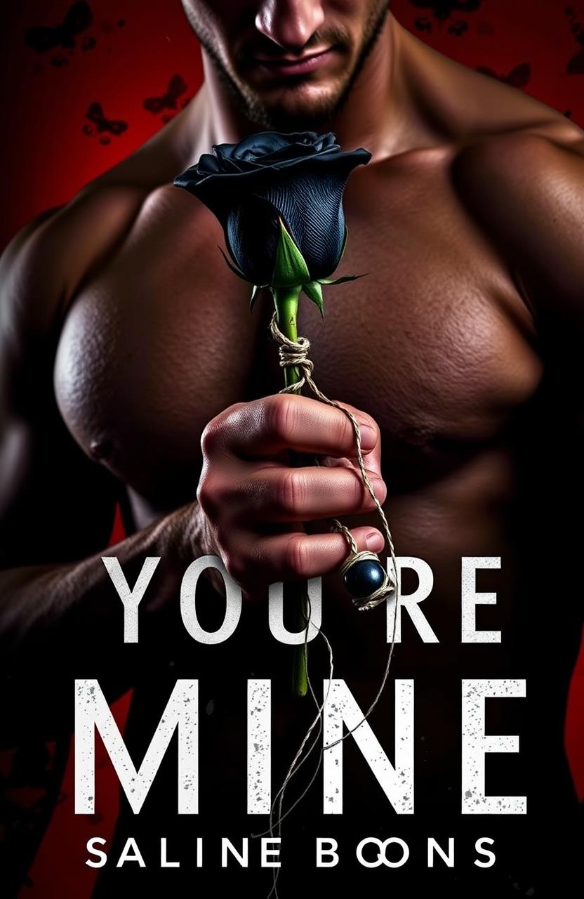 A dark romance book cover featuring a black and red aesthetic background