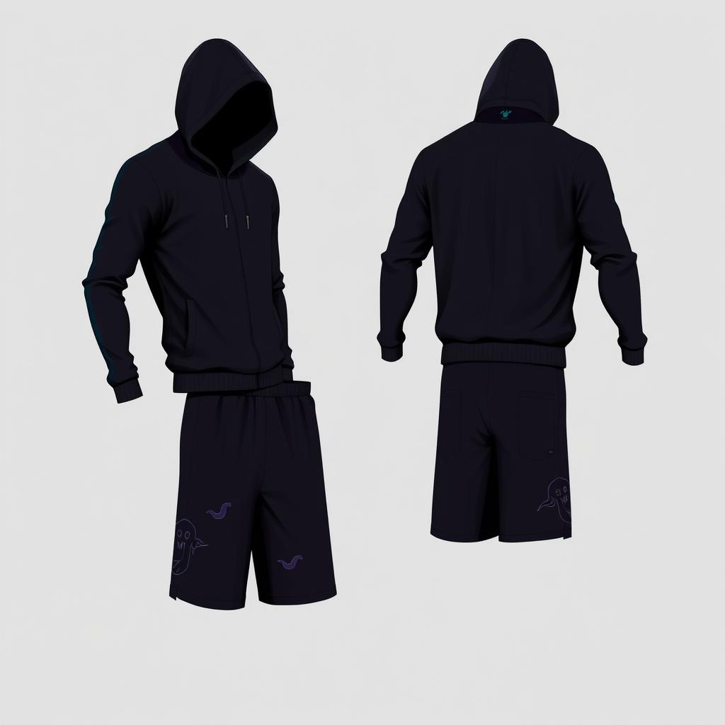 A basketball uniform designed in a track suit style with soul reaper characteristics
