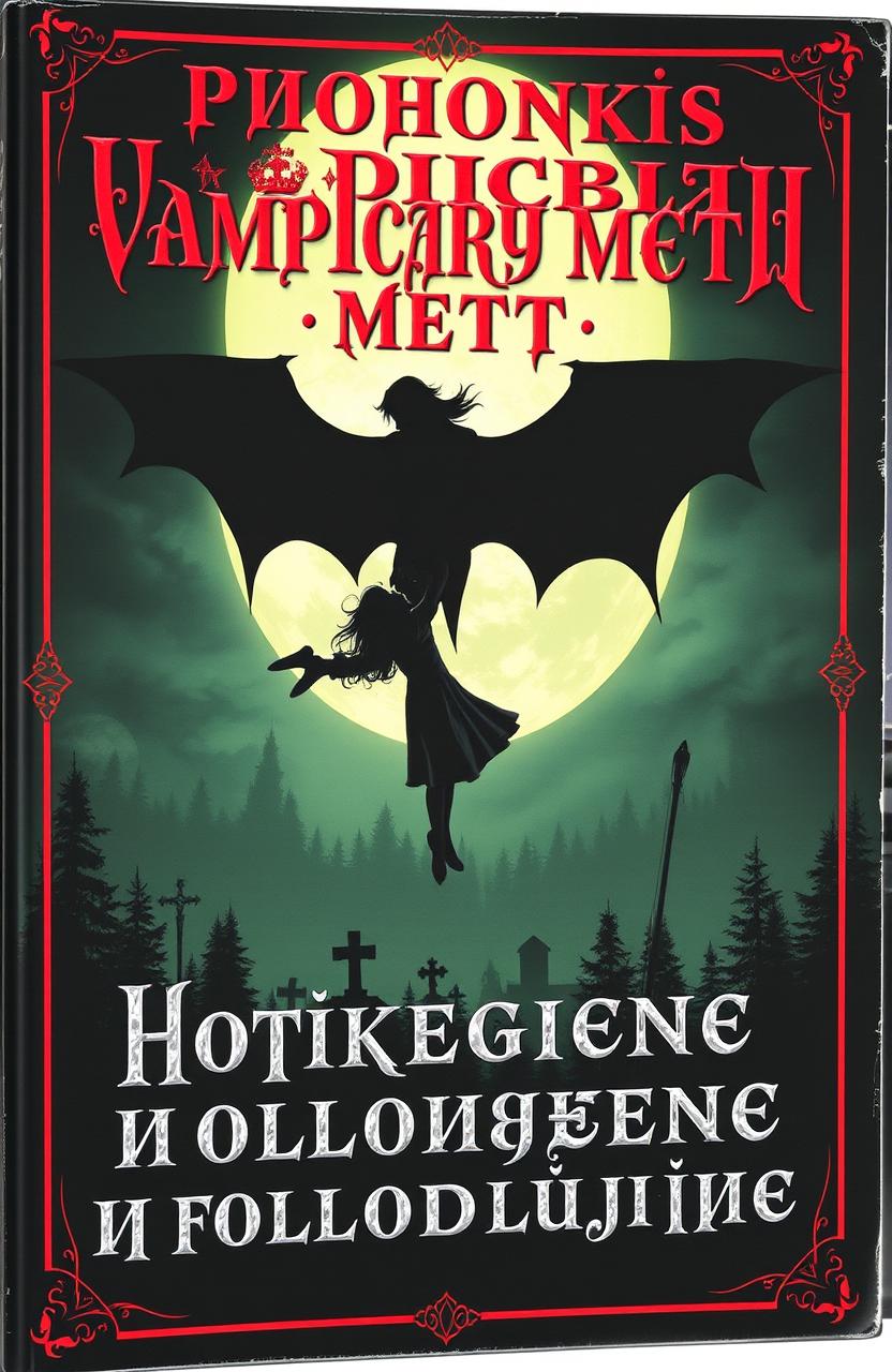 A gothic-style book cover titled 'Хроники вампирской мести' in sharp-edged fonts reminiscent of ancient texts in red and black colors