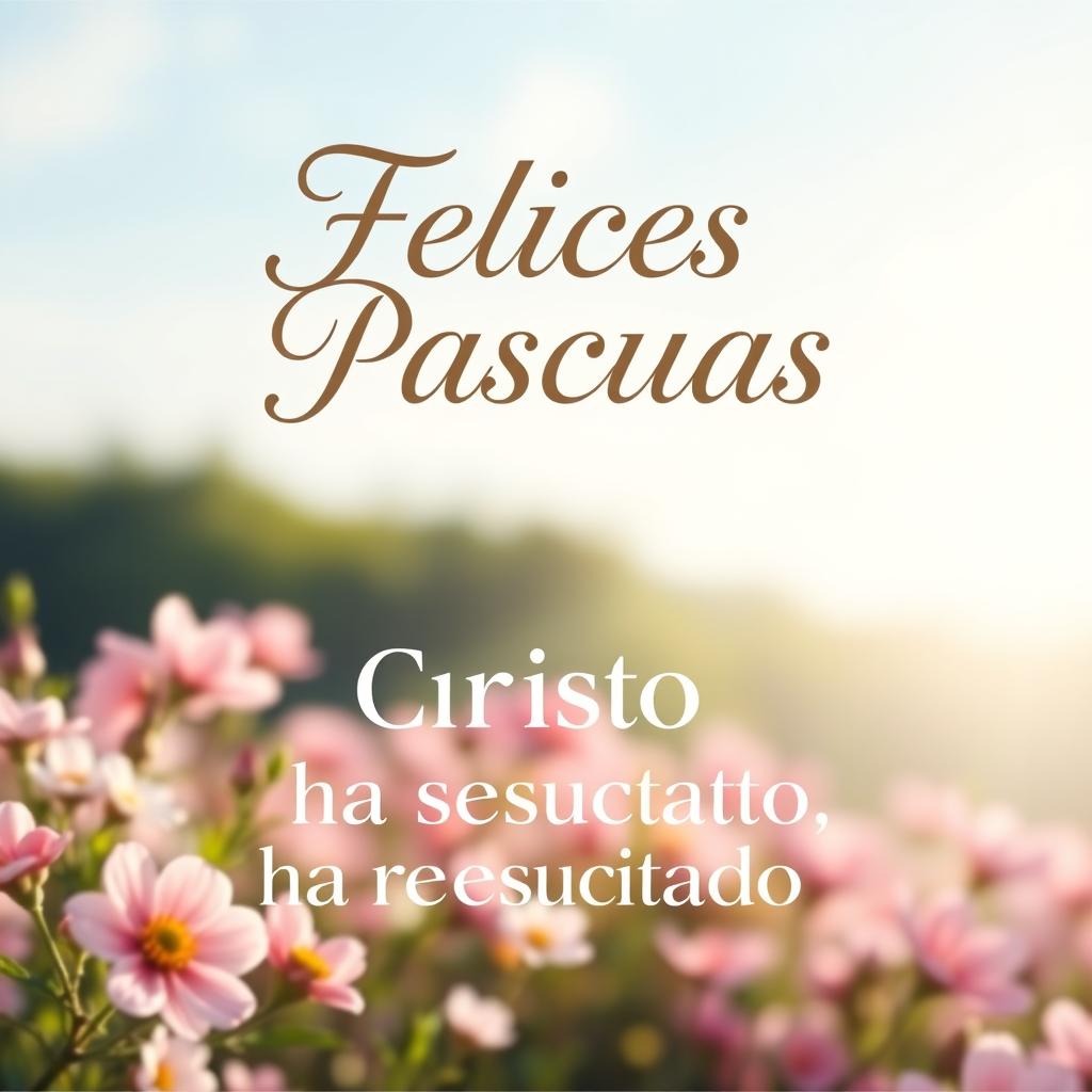 An artistic Easter greeting card design featuring the text "Felices Pascuas" prominently at the top in elegant, decorative lettering