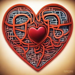 A metaphorical representation of heart and mind in harmony. The heart, pulsing with vibrant and warm hues, radiates love and compassion. The mind, embodied as a intricate maze or labyrinth, symbolizes intellect and reason.