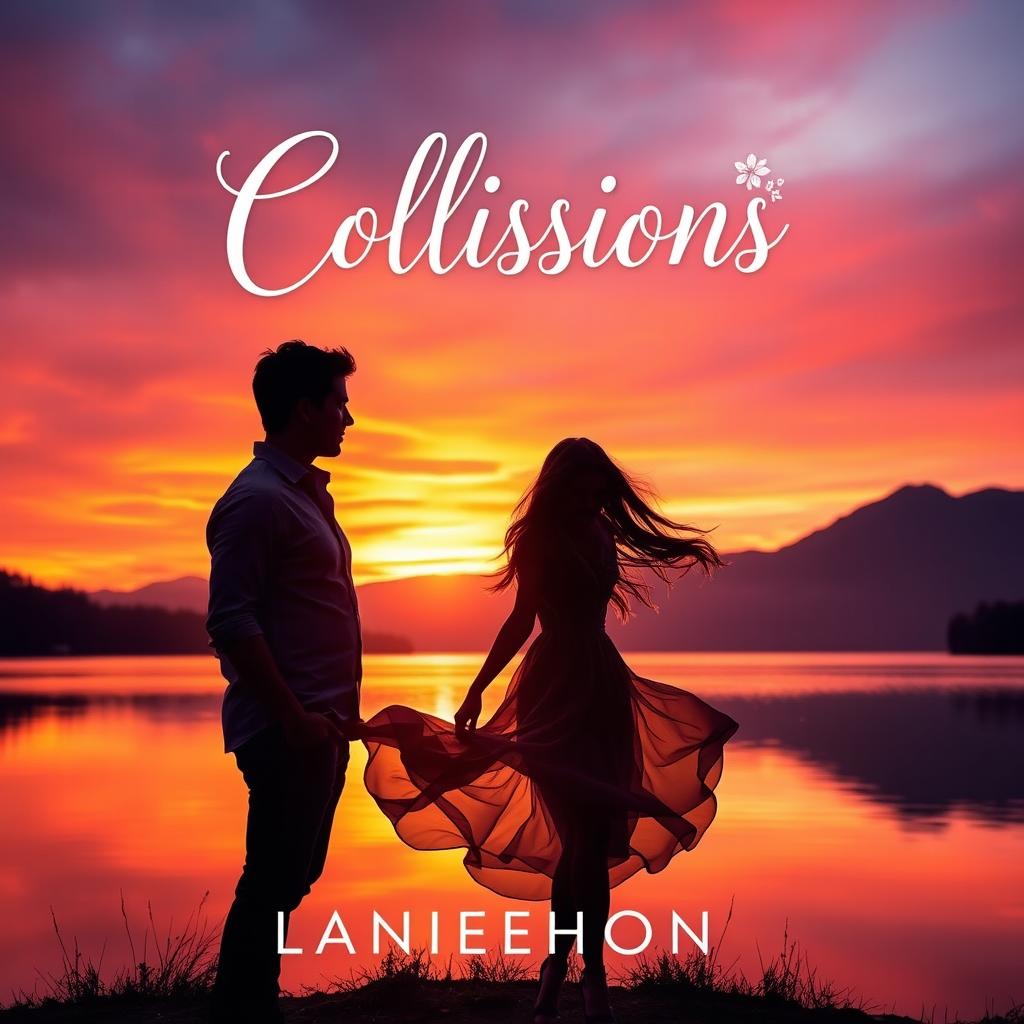 A captivating book cover for a romance novel titled 'Collisions'